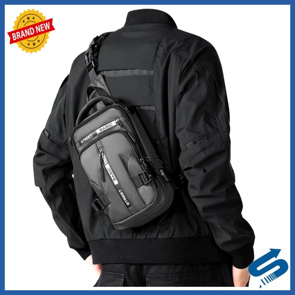 Mini Anti-Theft Sling Backpack with USB Port Waterproof Nylon for Travel